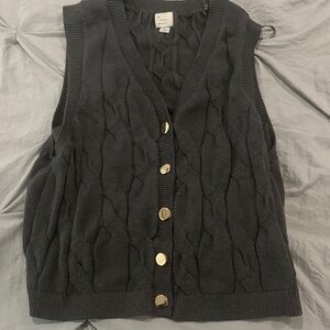 A New Day Gray Cable Knit Cardigan Vest